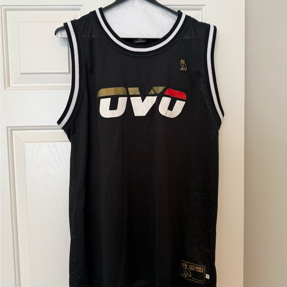 Octobers Very Own (OVO) Black Mesh Basketball Jersey with White Trim